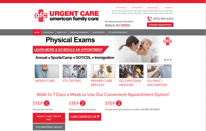 AFC Urgent Care Portland: Scheduling Integration
