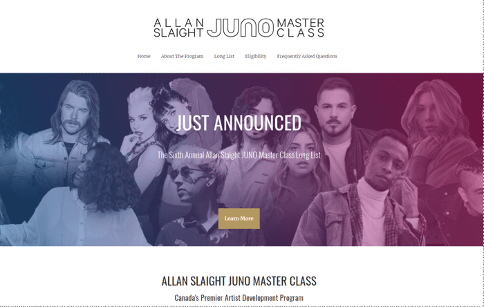 JUNO Master Class: Artist Application Portal