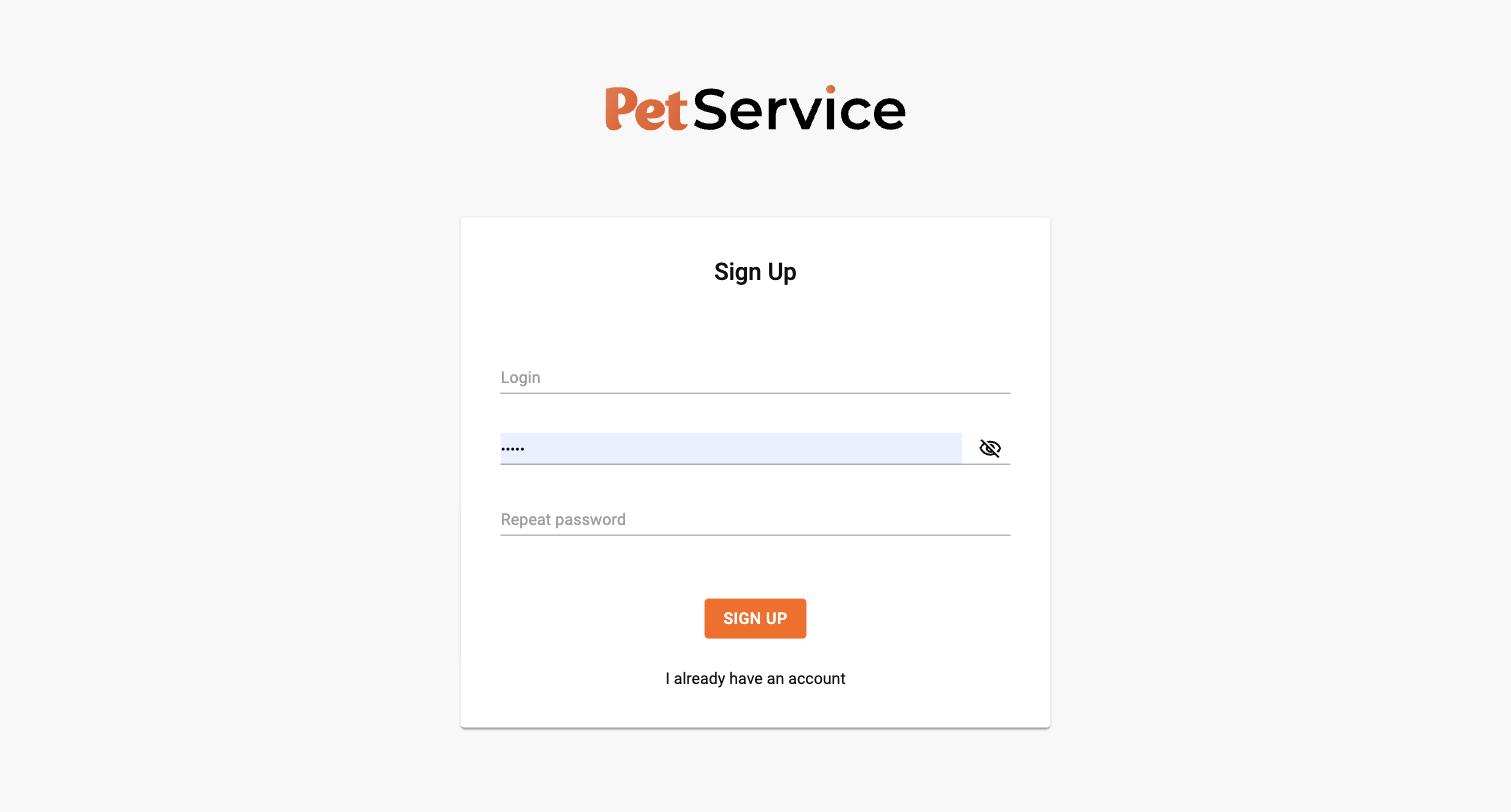 The login and registration screens