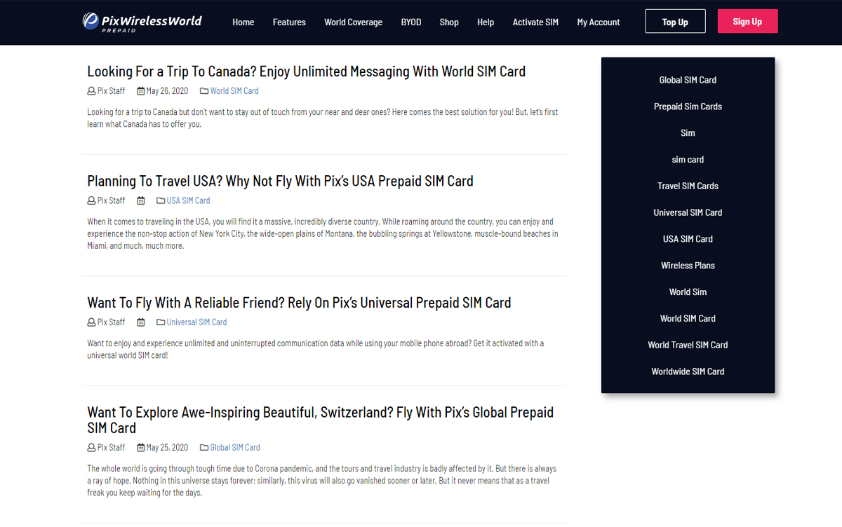 Pix Wireless — blog screenshot