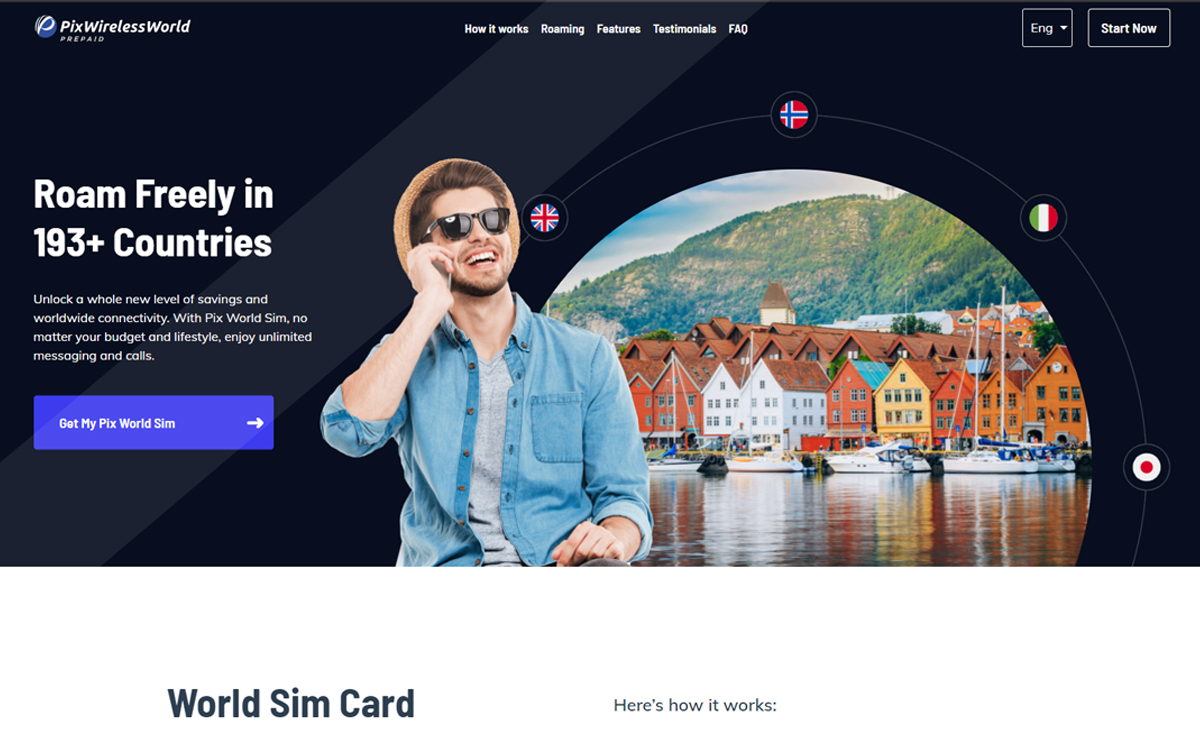 PixWorldSim — landing page screenshot