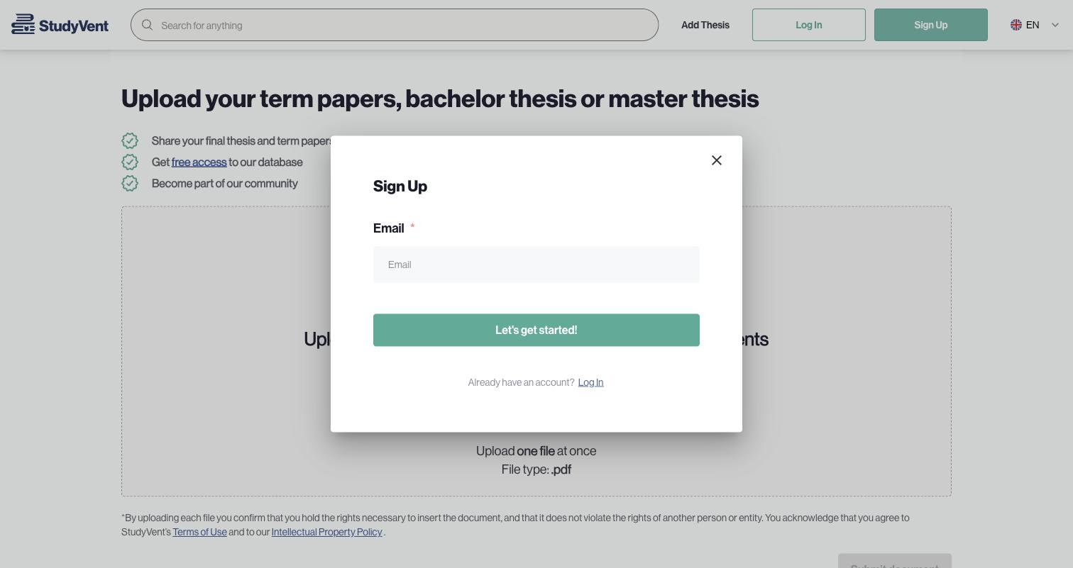 StudyVent’s sign-up flow, running from CimpleO’s own clone of the client app