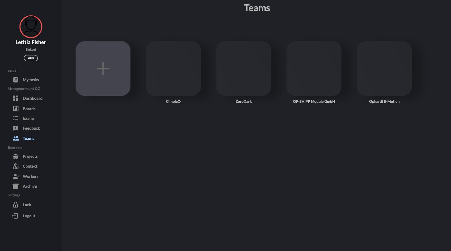 Teams grid, one tile per client or department